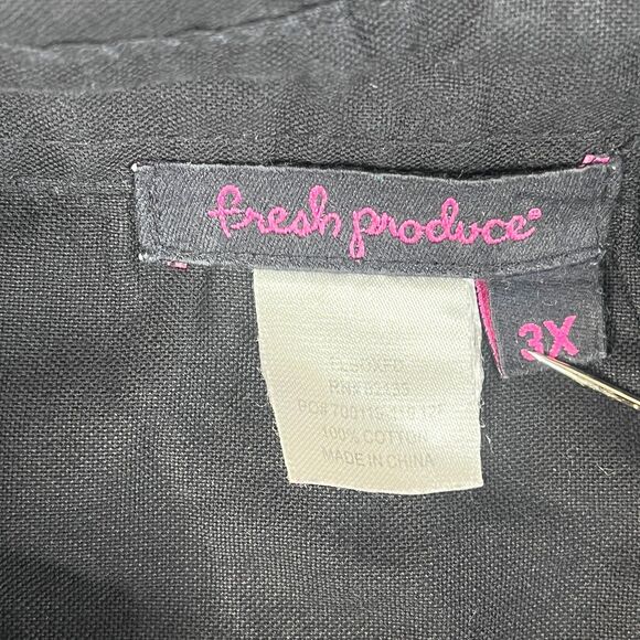 Fresh Produce Shirt Womens 3X Black Oversize Button Down Plus Size 3/4 Sleeve - Picture 3 of 9